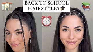 4 Easy Back to School Hairstyles 🏫 For long medium length hair [upl. by Aihsad724]