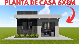 PLANTA DE CASA PEQUENA 6X8 METROS 48 M2 [upl. by Constantina]