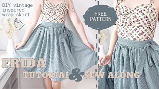 How to Sew a vintage inspired wrap skirt  Free Pattern  Frida Pattern Tutorial and Sew along [upl. by Nebur692]