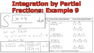 Integration by Partial Fractions Example 9 Rationalizing Substitutions [upl. by Rehpotsrhc]