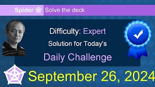 Microsoft Solitaire Collection Spider  Expert  September 26 2024 [upl. by Launam]