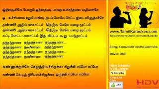 Kannukule Oruthi  Dhill  Tamil Karaoke Songs [upl. by Keheley]