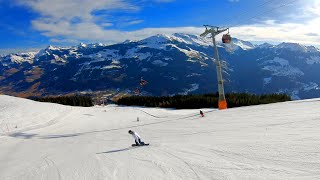 KitzSki  Kitzbühel  sunny snowboard Piste 60 red 23 km length 781 m drop Supersmooth gimbal [upl. by Ativel]