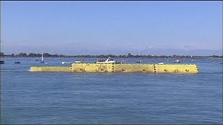 Successful first test for Venice Mose project floodgates [upl. by Thursby229]