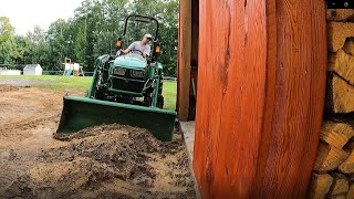 Prepping and spreading gravel with the John Deere 3032E [upl. by Estella]