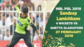 Sandeep Lamichhane 4 wickets vs Quetta Gladiators  27th Feb  HBL PSL 2019 [upl. by Nihcas]