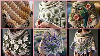 most trending beautiful elegant crochet wool knit fancy bridal caplets Shawls pattern [upl. by Leahcar]