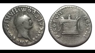 Domitian Altar PONT Denarius 81 AD [upl. by Tobie]