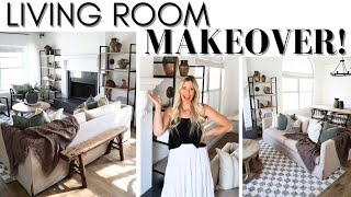 LIVING ROOM MAKEOVER ON A BUDGET  DESIGN TIPS  DECORATING OUR NEW SPACE  RENTER FRIENDLY [upl. by Ensoll118]