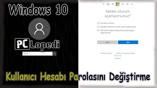 Kullanıcı Hesabı Parolasını Değiştirme  Windows 10 [upl. by Enelehcim]