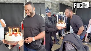 50 Cent Cant Stop Smiling After Power Cast Surprise Him With A Cake On His Bday [upl. by Sirred800]