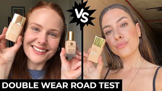 Double Wear Sheer vs Original  My Double Wear Foundation Review [upl. by Alleuqahs732]