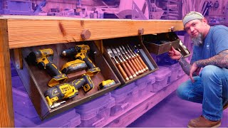 Secret Workbench Storage  Workshop Organization Tip [upl. by Novihc]