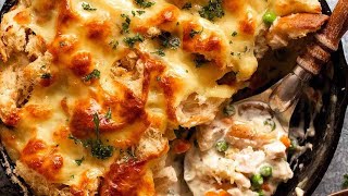 Leftover Turkey Pot Pie WITH Cheesy Garlic Bread Topping [upl. by Branch]