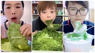 Best matcha green tea powder amp Eating matcha powdered ice amp matcha benefits amp Matcha ice mukbang 5 [upl. by Ateuqahs]