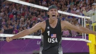 Mens Beach Volleyball Round of 16  RUS v USA  London 2012 Olympics [upl. by Aydiv]