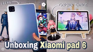 Unboxing Xiaomi Pad 6 8GB128GBMist Blue accessories and Genshin Impact Gameplay [upl. by Leach]