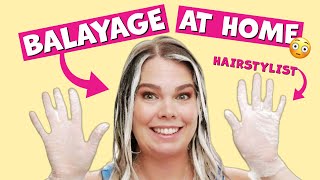 BALAYAGE AT HOME 😳  DIY Highlights [upl. by Bolitho]