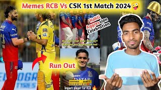 RCB Vs CSK Memes 😝  Virat Kohli Aggression Celebration 🎉  MS Dhoni Run Out 💪 [upl. by Aronek]