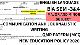 Communication and journalistic writing paper MCQ BA 4th semester minor and major subject mjpru4sem [upl. by Flessel]