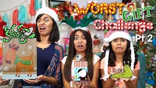 Worst Gift Challenge  Part 2  Opening Christmas Presents  GEM Sisters [upl. by Hola]