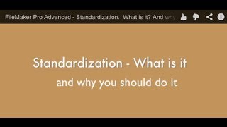 FileMaker Pro Advanced  Standardization What is it And why you should do it [upl. by Glad]