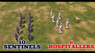 Age of Empires III Definitive Edition 10 Sentinels vs 6 Hospitallers [upl. by Schoenberg627]