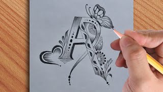 How to make A letter tattoo drawing with pencil  simple drawing of A letter 👍🏻❤️ [upl. by Leeth892]