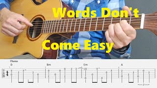 Words Dont Come Easy  FR David  Fingerstyle Guitar Tutorial Tabs and Chords [upl. by Shaffert]