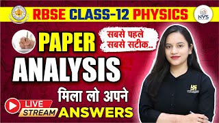 RBSE Class 12th Physics Paper Analysis 2024🔥Physics Paper Answer Key✅Board Exam 2024 Harshita Maam [upl. by Nawor]