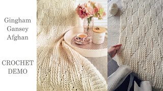 Gingham Gansey Afghan  Crochet Stitch Demo [upl. by Alilad]