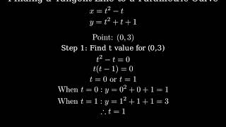 Find an equation of the tangent to the curve at the given point x  t2  t y  t2  t  1 03 [upl. by Victoir547]