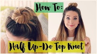 How To Half Updo Top Knot  Zoella ad [upl. by Nlyak]