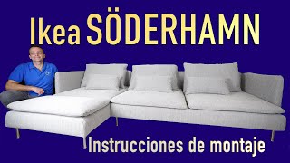 Ikea SÖDERHAMN Sofá de 4 plazas con chaiselongue Instrucciones de montaje [upl. by Boatwright]