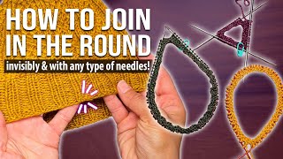 How to Join for Knitting in the Round Invisibly amp with ANY Needles [upl. by Nerrej554]