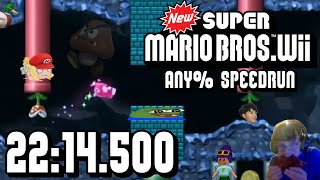 New Super Mario Bros Wii  Any Speedrun in 2213600 Former WR [upl. by Georgine]