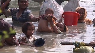 Rohingya refugees cross river to reach Bangladesh  VOANews [upl. by Ariahs]