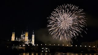 Fuegos Artificiales del final de Fiestas del Pilar 2024 en Zaragoza [upl. by Skiest]