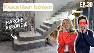 ESCALIER EN BETON  marches arrondies  VLOG Rénovation 30 [upl. by Anavi]