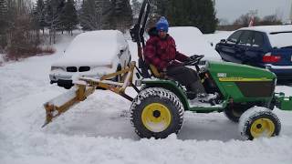 John Deere 4110 Tractor Snow Driveway Plowing Feb122019 [upl. by Nolana]