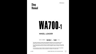 Komatsu WA7001 15001 amp Up  SEBM009501 Service manual [upl. by Adala]