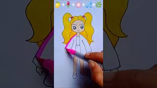 🍋🌷🌸💦🌿 creative cartoon girl ideas  draw  art  short [upl. by Aleahcim]