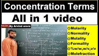 Revise All Concentration Terms in 1 Video MolarityMolalityNormalityFormalitywwwvvv etc [upl. by Diraf]