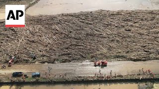 Drone footage shows damage in the Philippines by Typhoon Usagi [upl. by Nawuj]