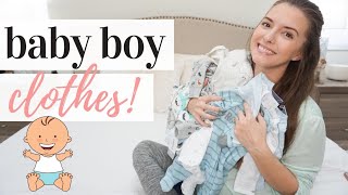 FIRST BABY BOY CLOTHING HAUL 2019 👶🏼💙  NEWBORN  O3 MONTH CLOTHES [upl. by Hsemin]