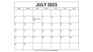 Free Printable July 2023 Calendar Templates With Holidays  Wiki Calendar [upl. by Lemahs]