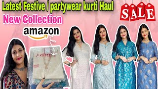 💫Latest Festive amp Partywear Kurti Haul💫Designer amp Affordable Kurti Collection💫Amazon Kurti Haul💫 [upl. by Reffotsirk]