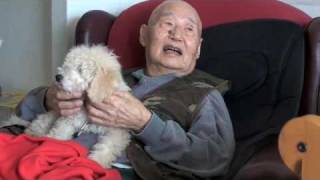 Puppy Meets Grandpa on his 98th Birthday [upl. by Oecam730]