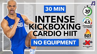 30 MIN FAT BURNING Cardio Kickboxing Workout 500 Calories  No Equipment All Standing No Repeat [upl. by Etnomed]