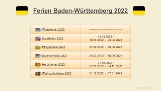 Ferien Baden Württemberg 2022 [upl. by Laverna817]